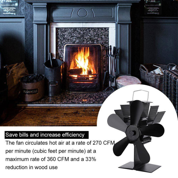 Wood Heater Fan Eco Heat Powered Self-Powered Silent For Fireplace Stove Burner