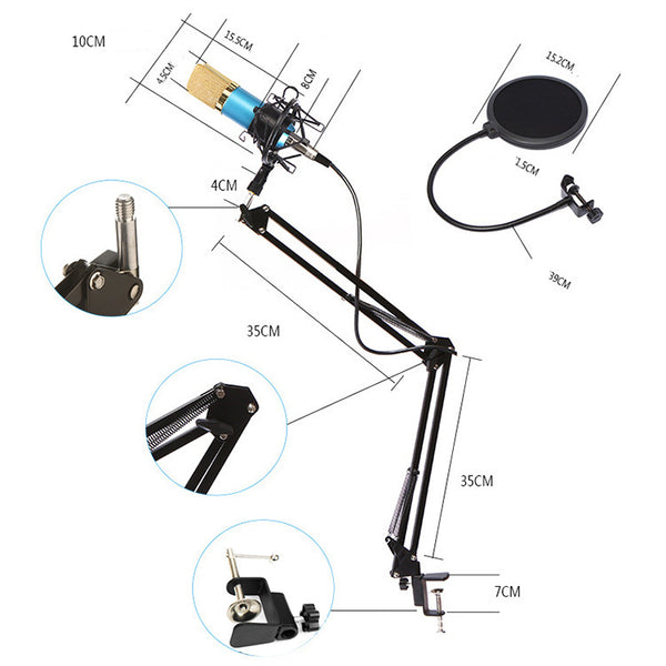 BM800 Capacitor Microphone Set USB Sound Card Computer Recording Sound Card Live Streaming Equipment Microphone Exclusive For Cross-border